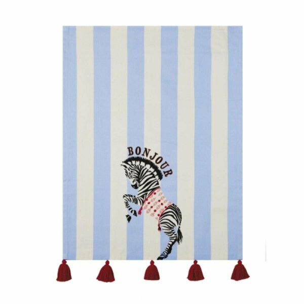 Tarifa 18 x 25 in. Zebra Bonjour with Tassels Kitchen Towel, 4PK TA3691235